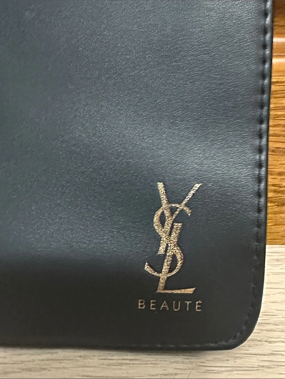 YSL Beaute Expandable Zipper Pouch Faux Leather Bag Yves St Laurent